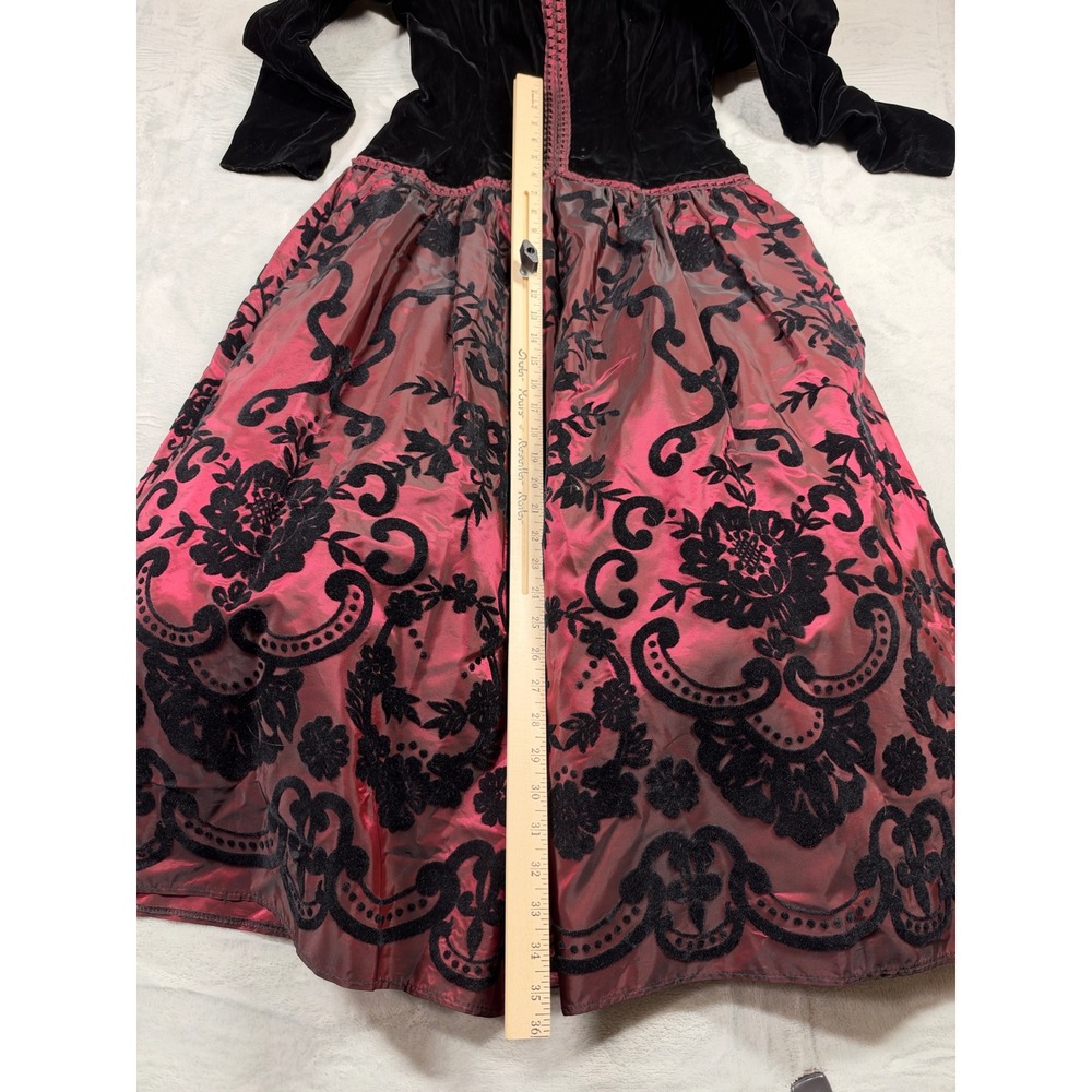 Vintage 80s Scott McClintock Velvet Dress Women 8 Pink Flocked Goth Prom USA - Picture 7 of 12